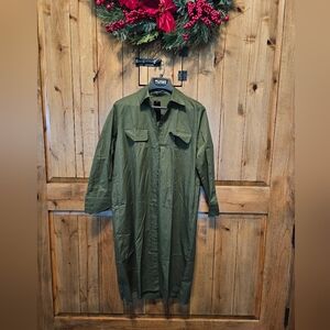 NWT Olive Green Long Sleeve Shirt Dress